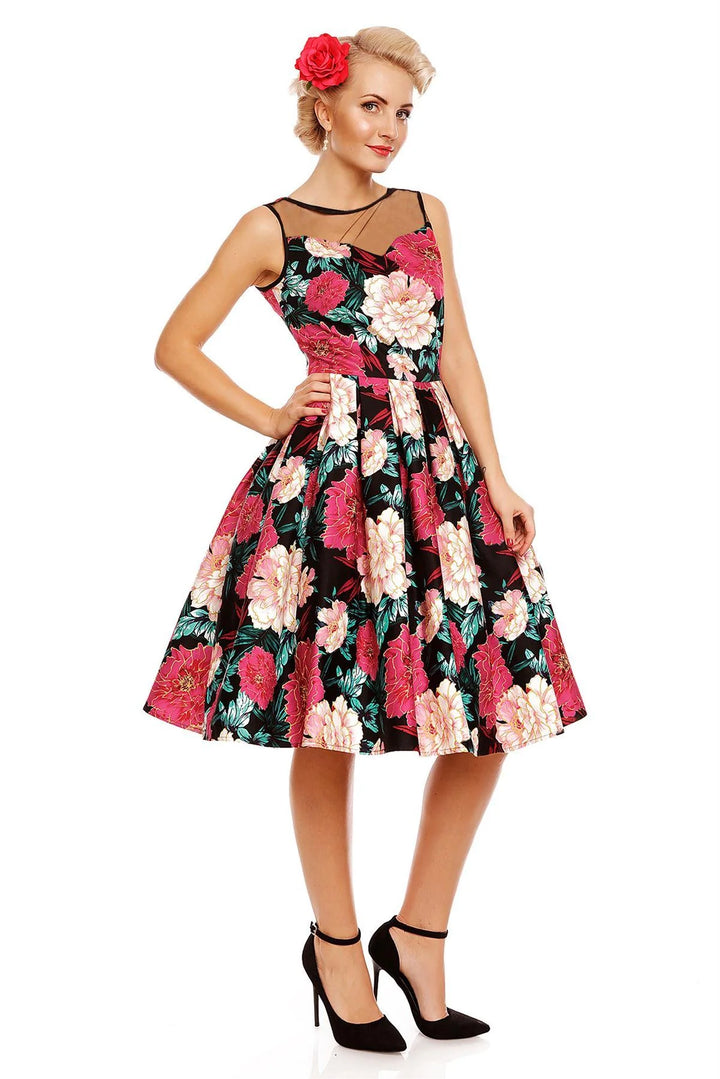 A beautiful model in Elizabeth Floral Dress | Vintage Floral Dress AU