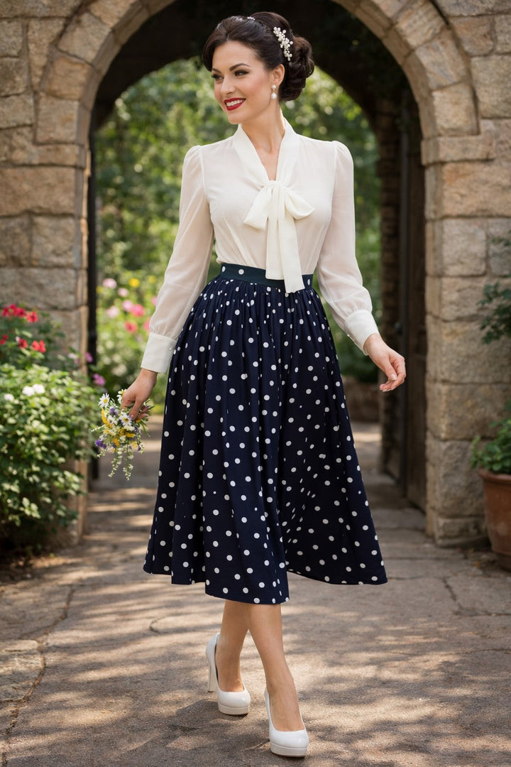 A lovely lady wears a Margaret Off White Blouse