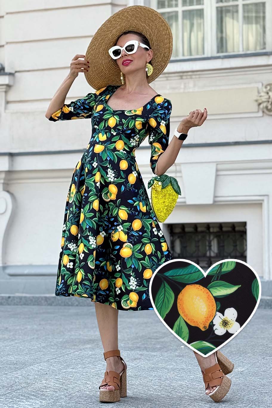 A lovely woman in a Scarlette Lemons on Dark Blue Dress