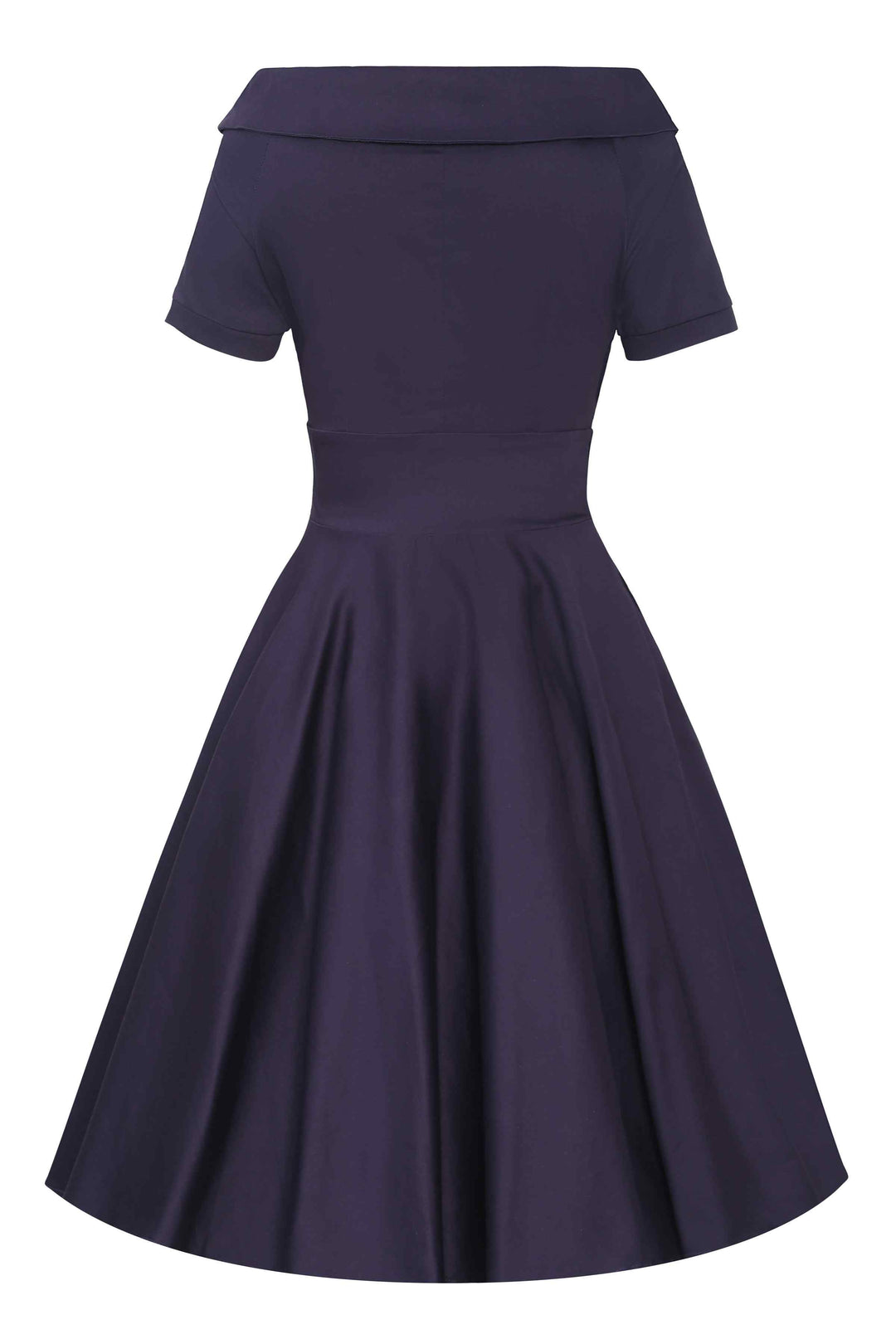 Back view of Darlene Navy Roll Collar Dress