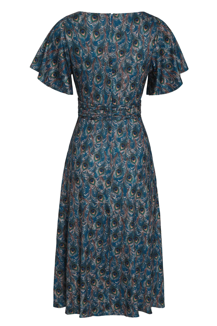 Back view of Donna Peacock Feather Tea Dress