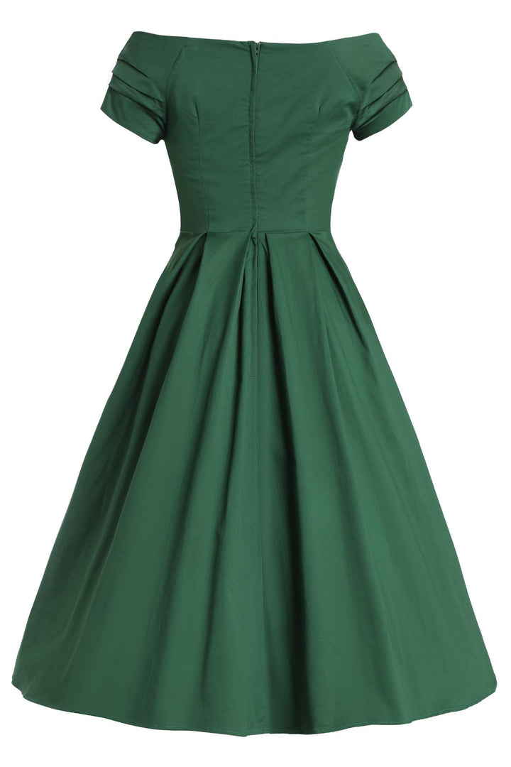 Back view of Lily Dark Green Dress | 50s Style Dress