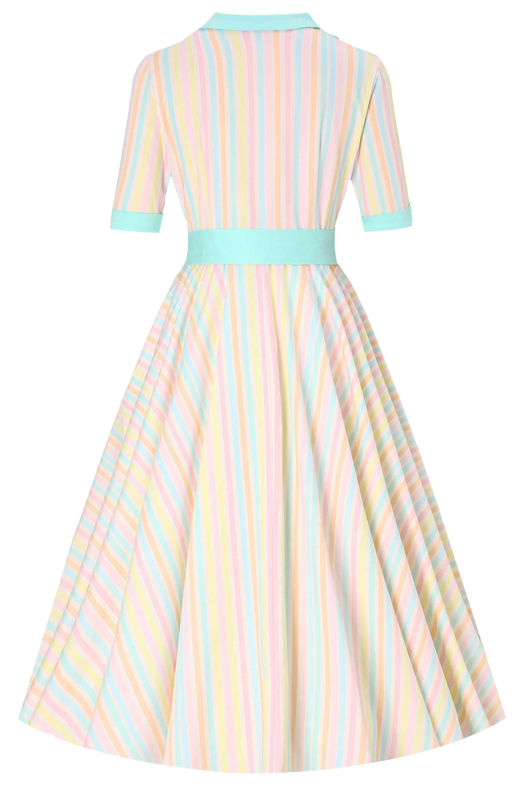 Back view of Mollie Pastel Stripes Dress | Vintage Shirt Dress