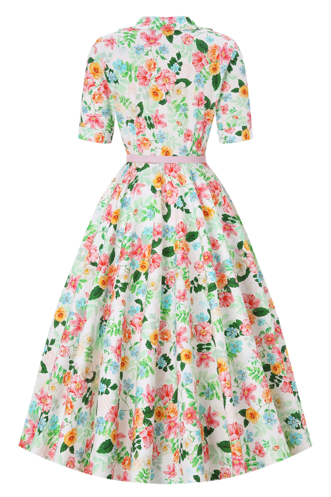 Back view of Mollie Summer Floral on White Dress | Vintage Floral Dress