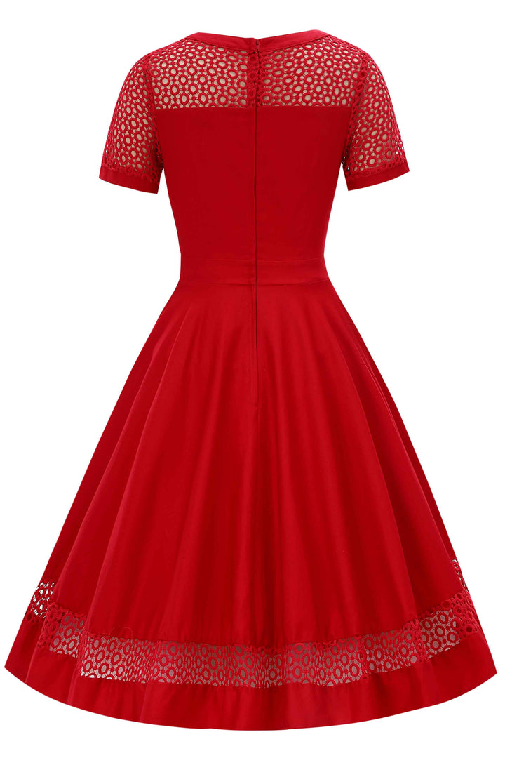 Back view of Tess Red Dress | Vintage Occasion Dress