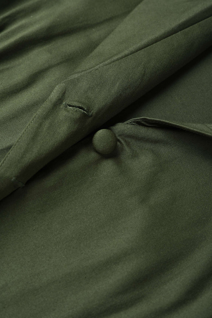 Buttons of Mollie Army Green Shirt Dress