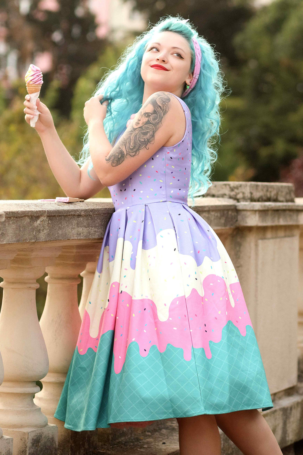 Charming model in an Amanda Ice Cream Swing Dress
