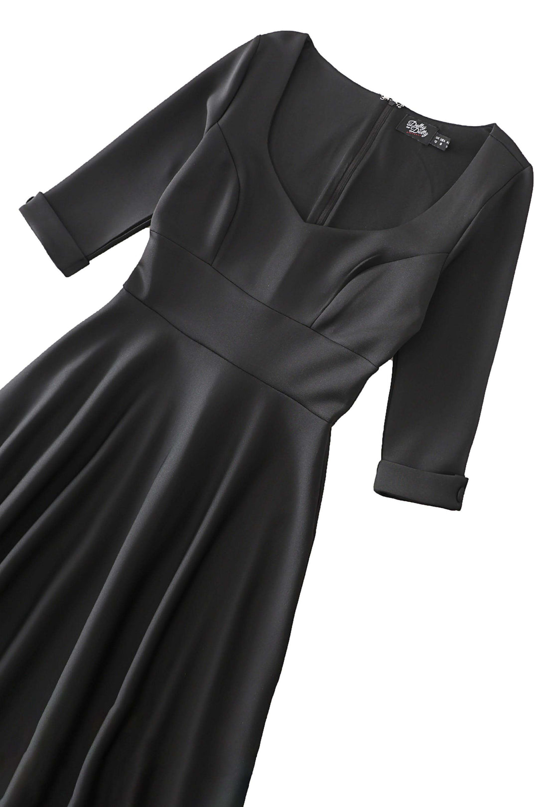 Close up shot the top of Scarlette Black Long Sleeve Midi Dress