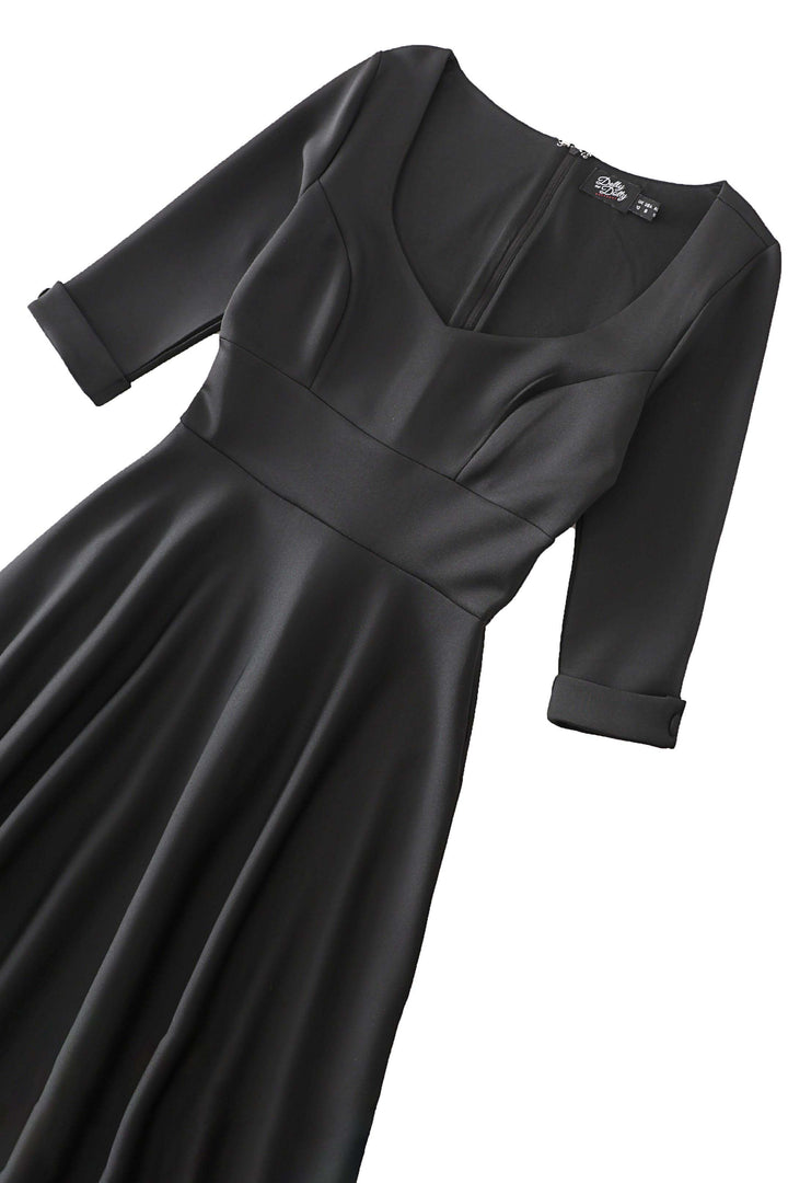 Close up shot the top of Scarlette Black Long Sleeve Midi Dress