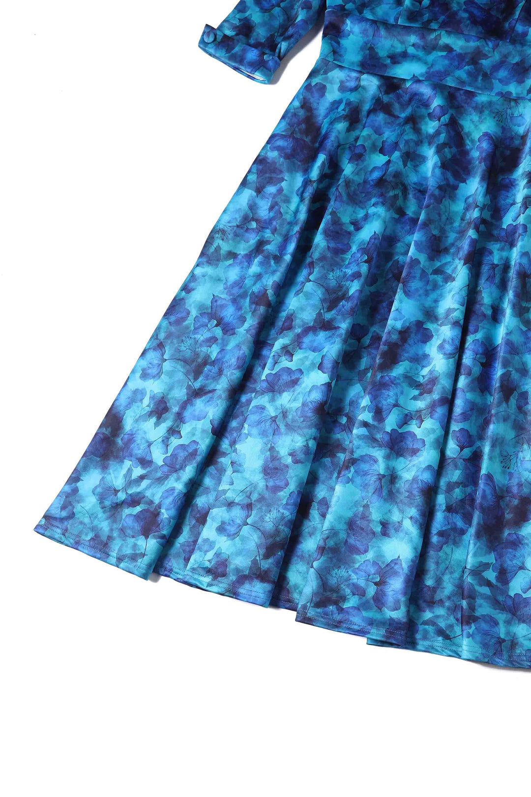 Close up to the skirt of Scarlette Blue Watercolour Floral Midi Dress