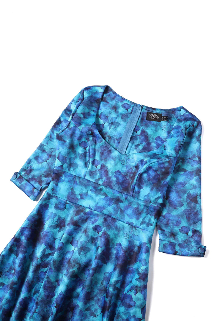 Close up to the top of Scarlette Blue Watercolour Floral Midi Dress