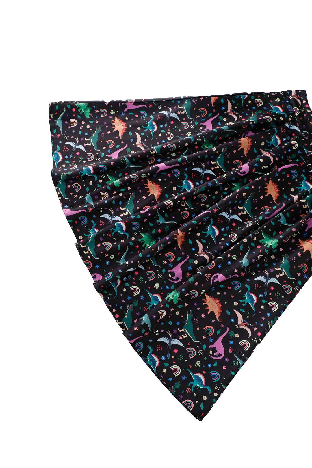 Close up view of Aisley Dinosaur Rainbow Skirt | Novelty Print Skirt