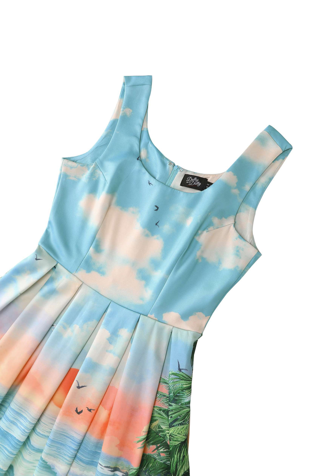 Close up view of the top of Amanda Summer Beach Bark Club Swing Dress