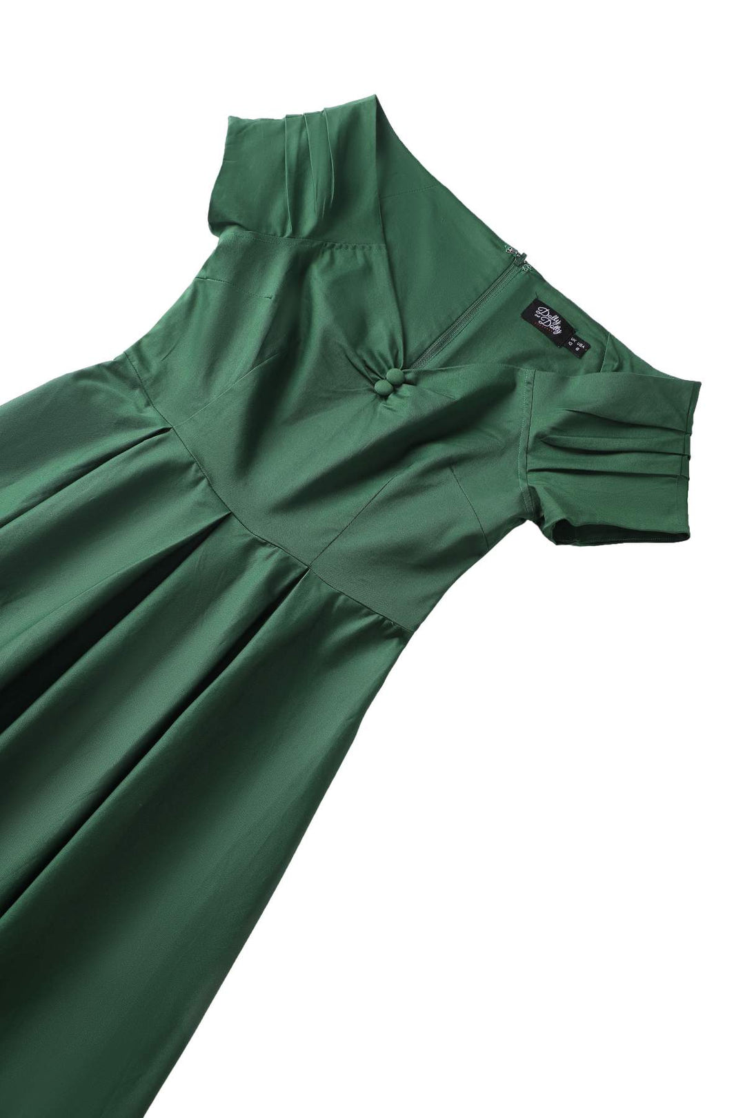 Close up view of Lily Dark Green Dress | 50s Style Dress