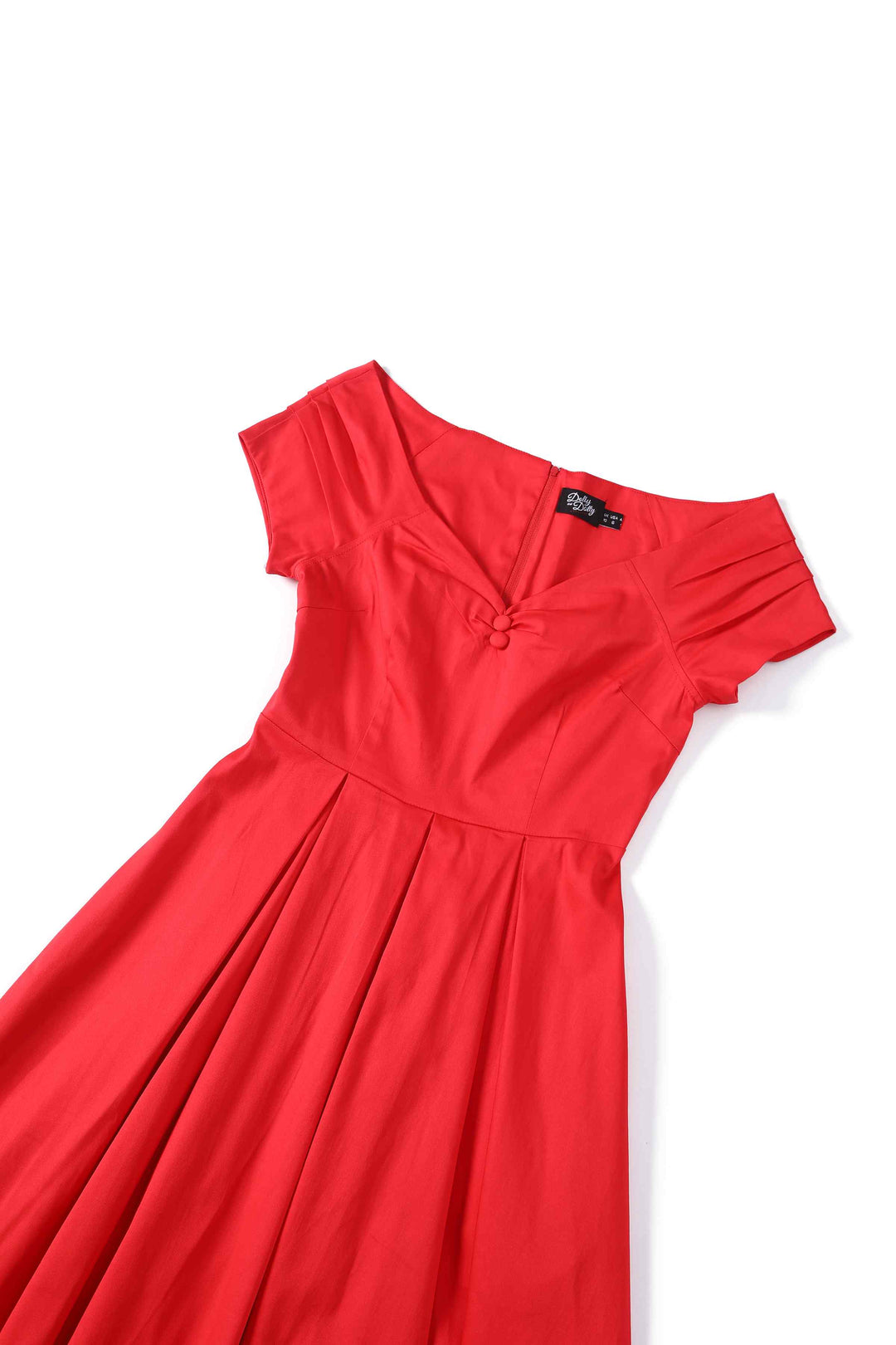 Close up view of Lily Red Dress | 50s Style Dress AU