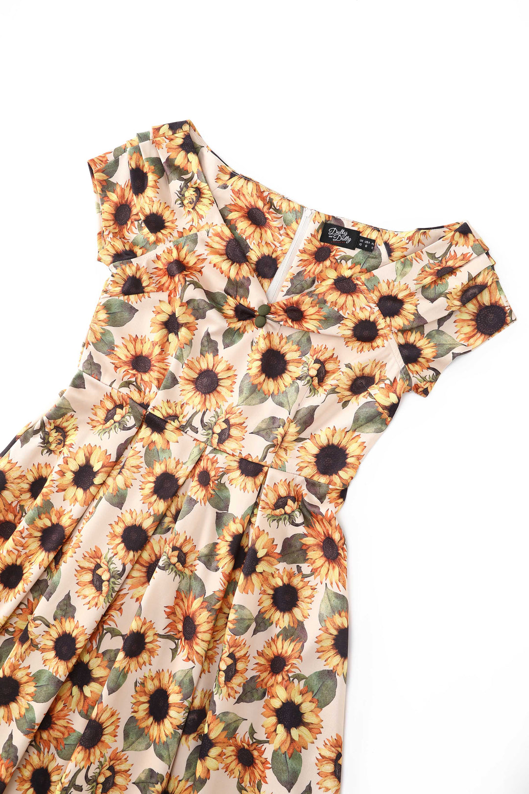 Close up view of Lily Sunflower Dress | Vintage Floral Dress