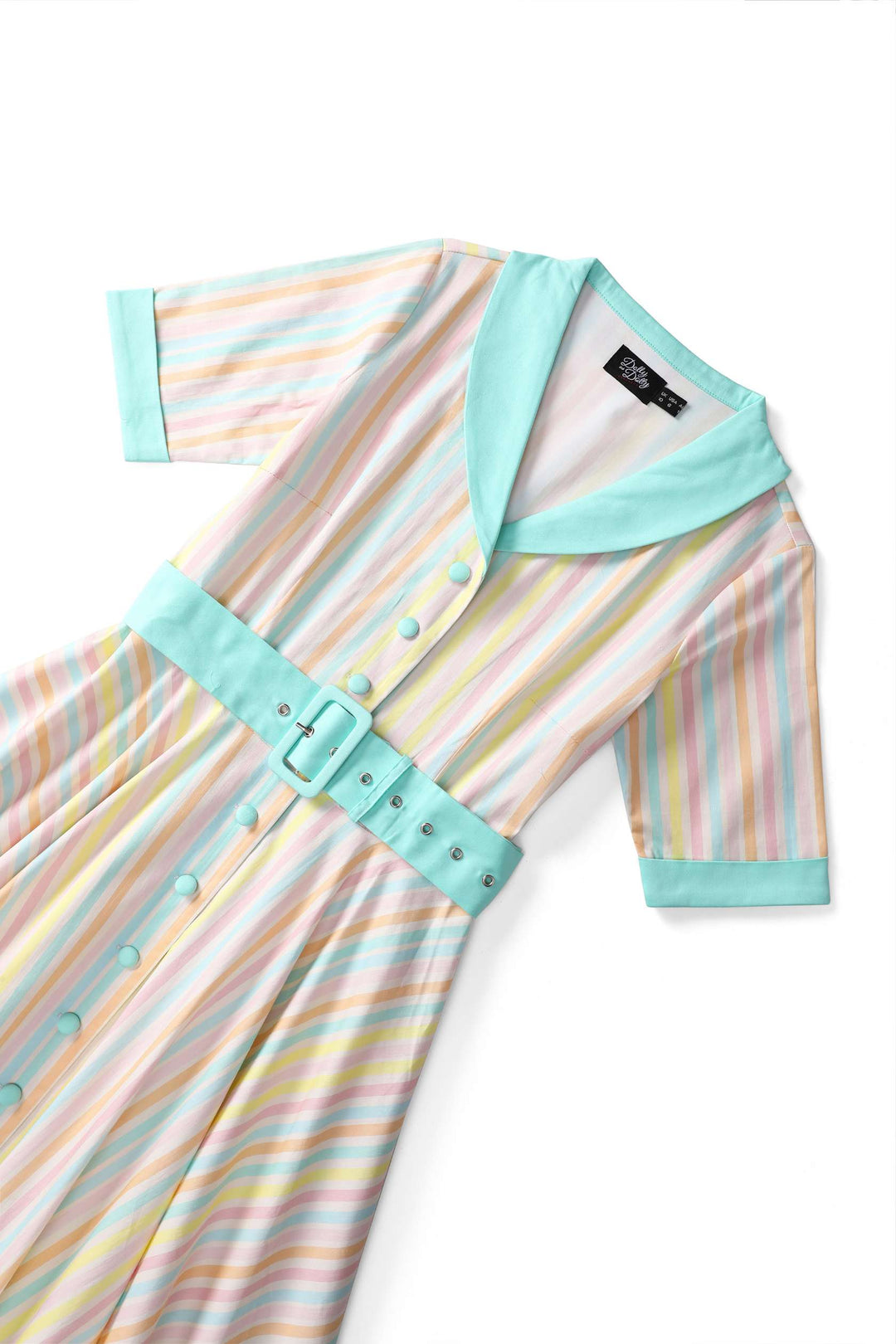 Close up view of Mollie Pastel Stripes Dress | Vintage Shirt Dress