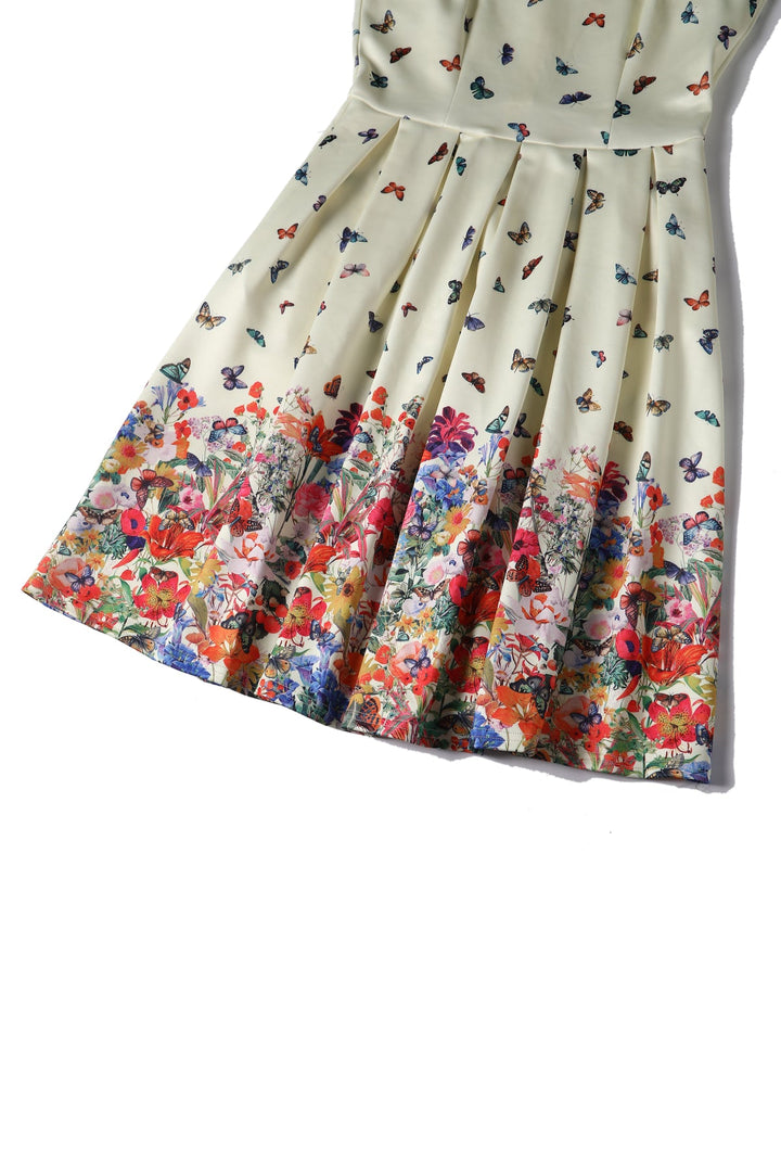 Close up view of the skirt Amanda Butterfly Dress | Vintage Floral Dress AU
