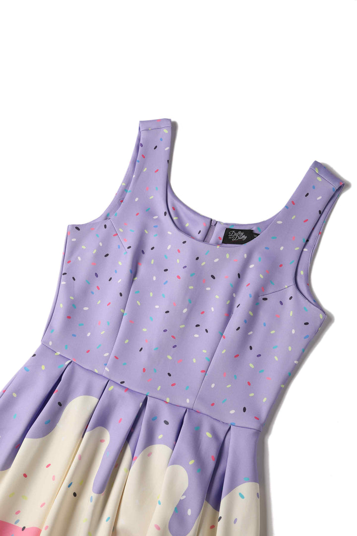 Close up view of the top of Amanda Ice Cream Swing Dress