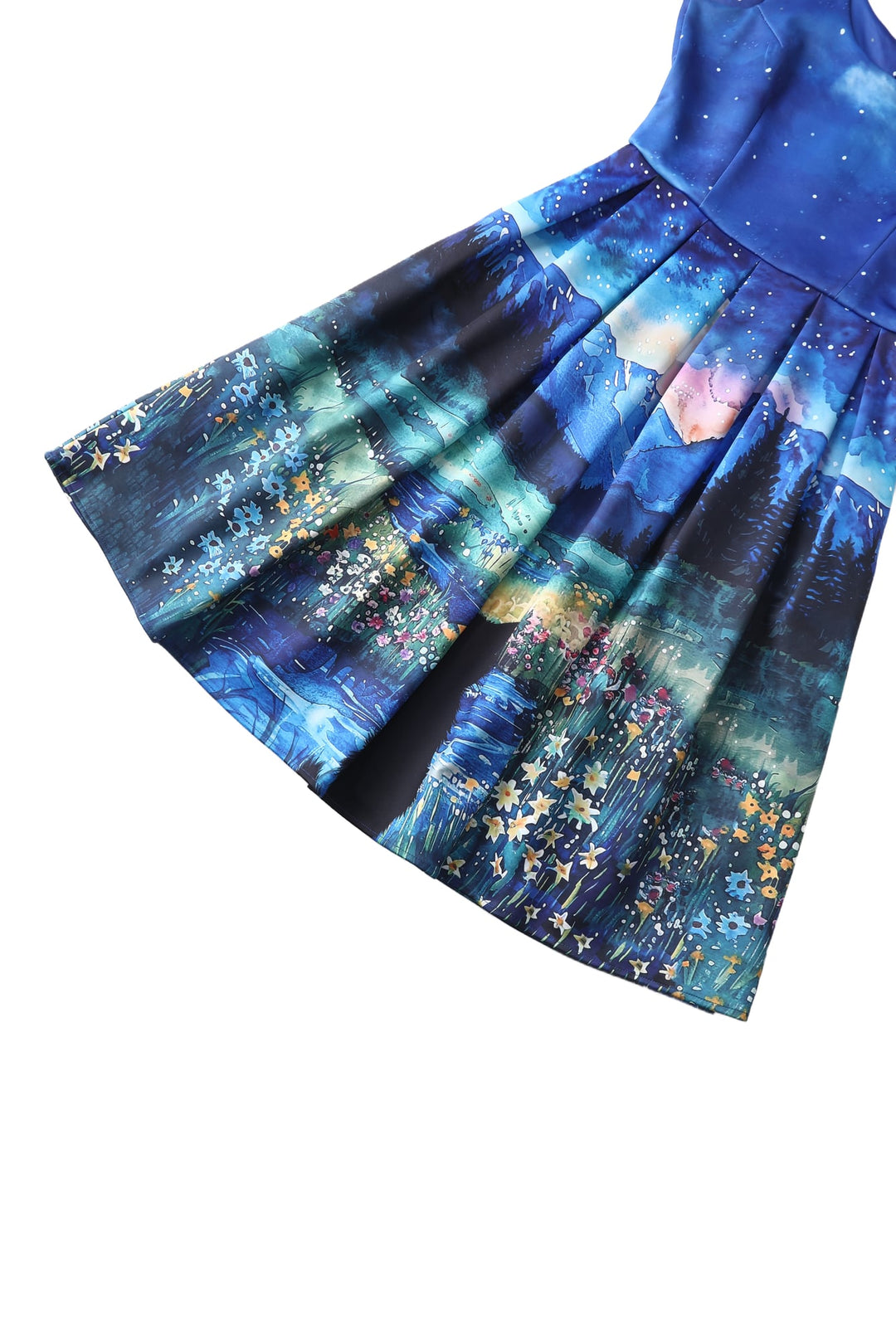 Close up view of Amanda Black Cat on A Starry Night Dress | 50s Style Dress