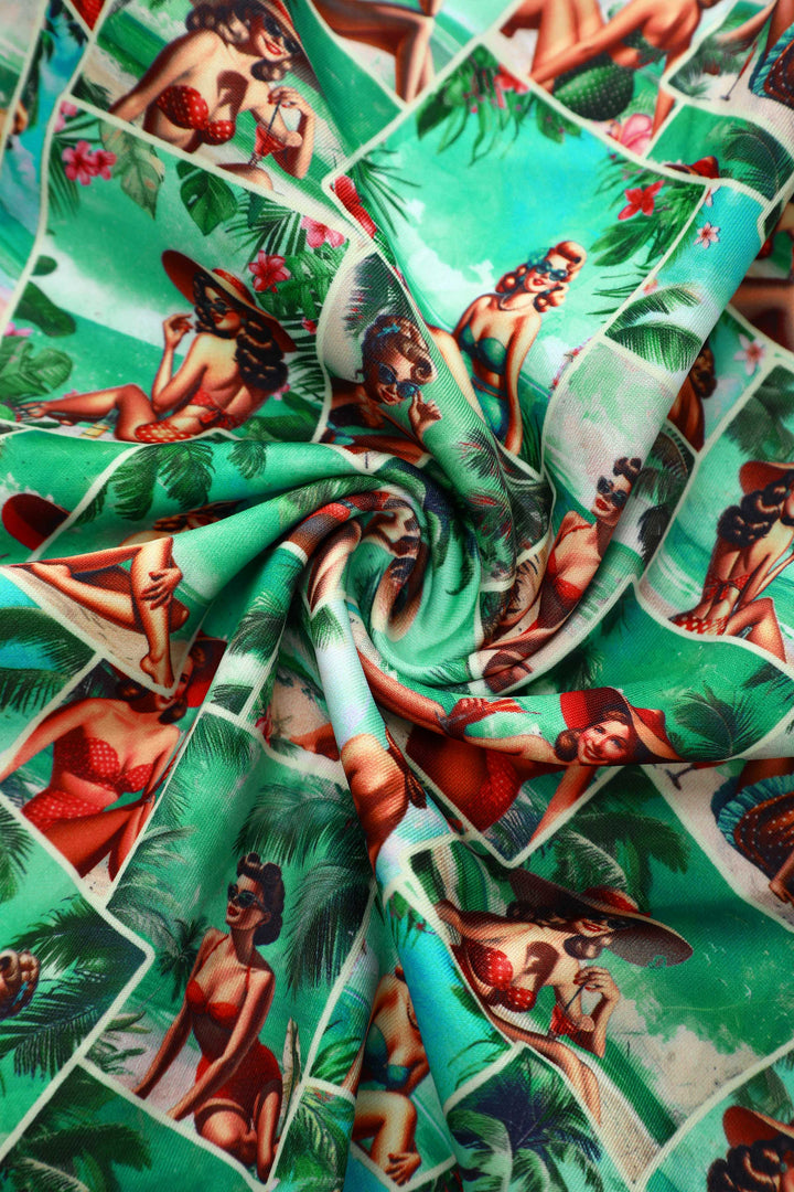 Fabric of Amanda Pin-Up Postcard Dress | Novelty Print Dress