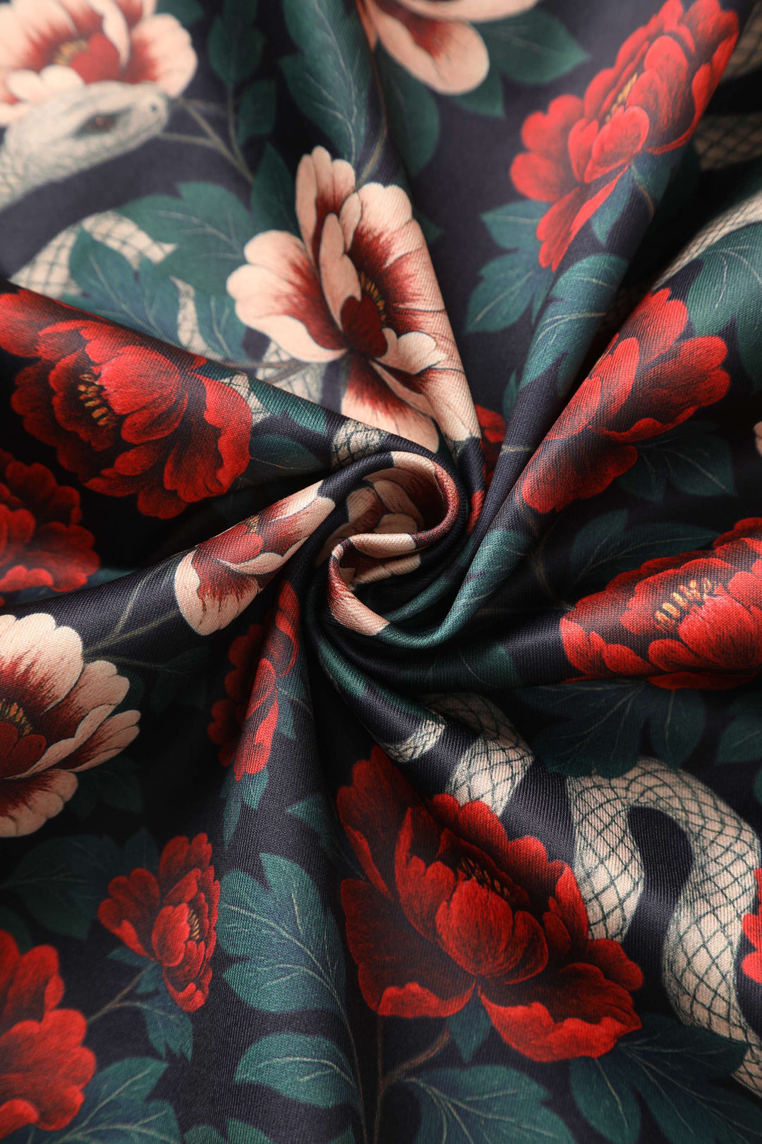 Fabric of Amanda Snakes & Rose Garden Dress | Vintage Floral Dress