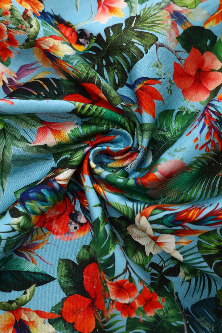 Fabric of Daisy Tropical Parrot Halterneck Dress