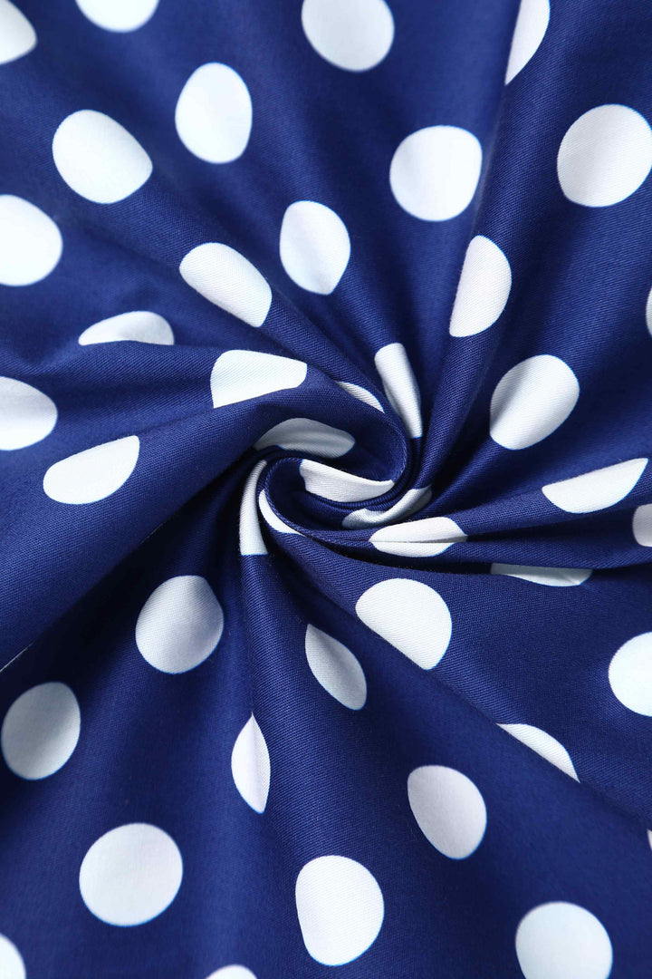 Fabric of Lily Navy Blue & White Polka Dot Dress | 50s Style Dress