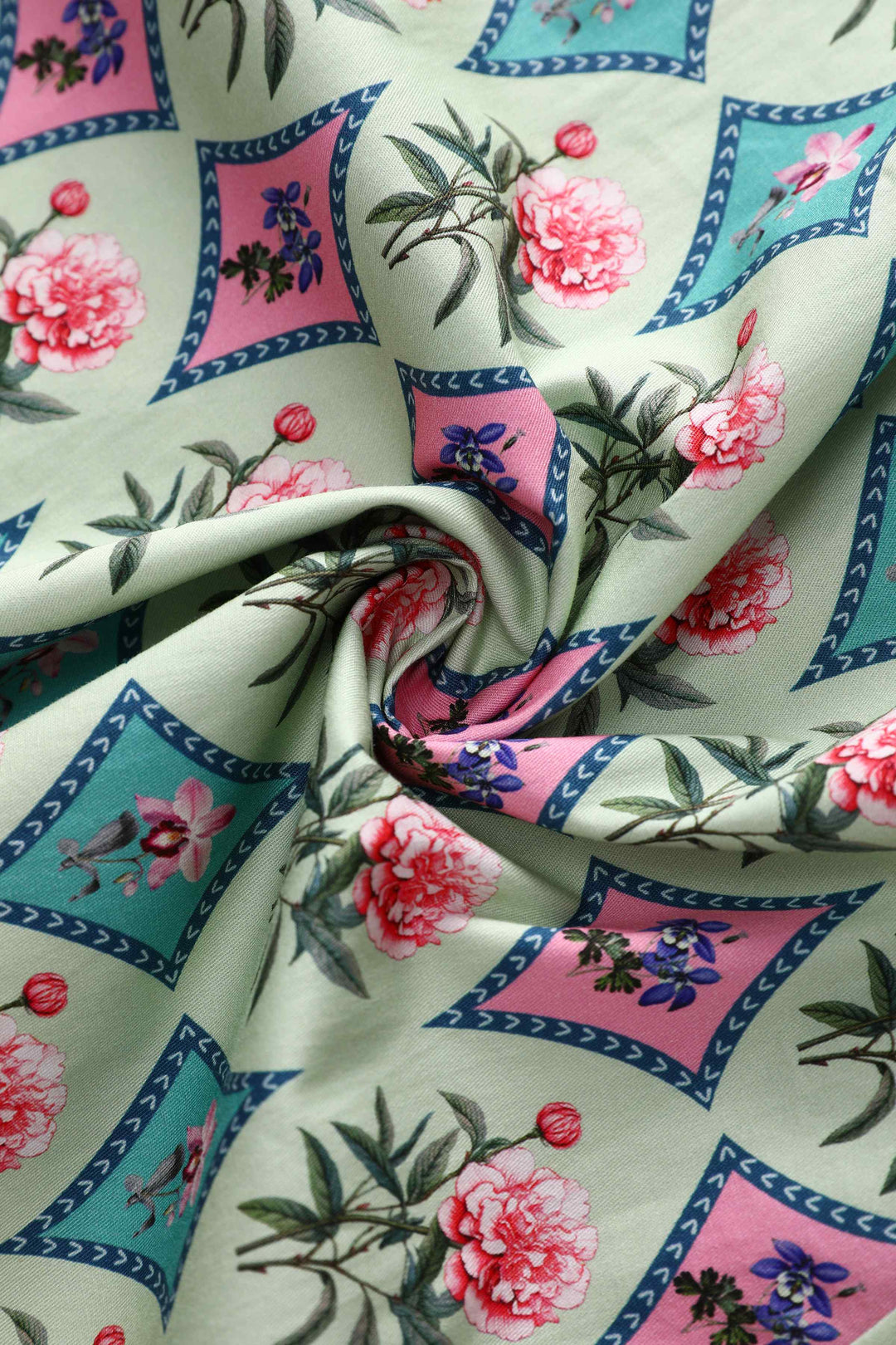 Fabric of Mabel Quatrefoil Floral in Pastels Dress | Vintage Floral Dress