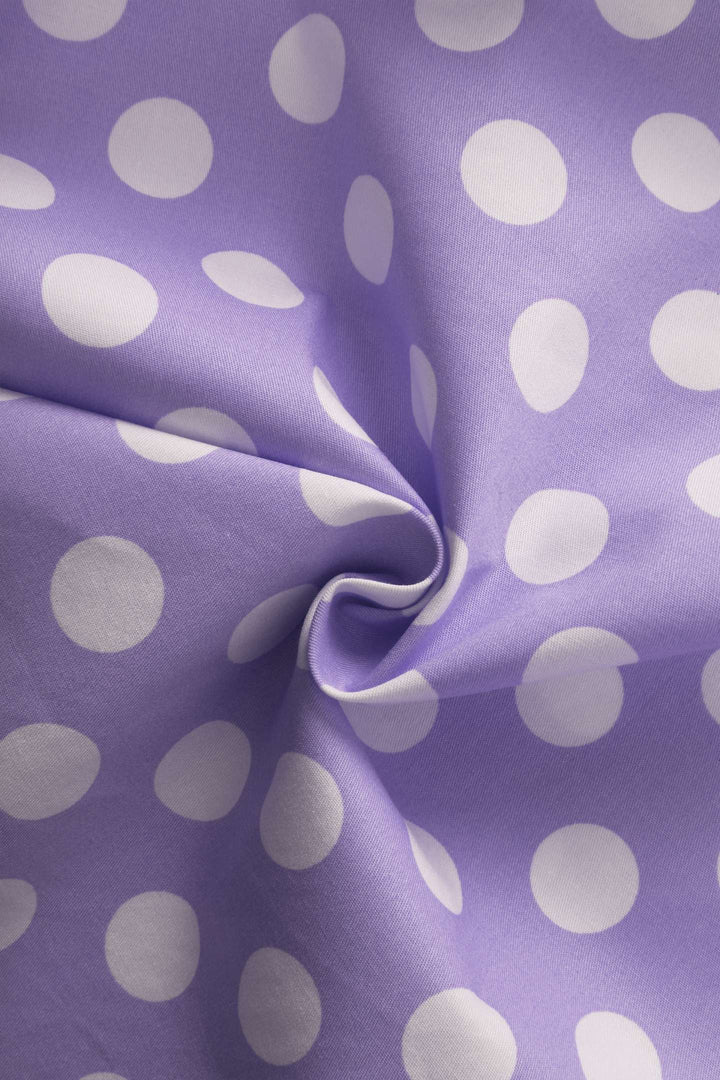 Fabric of Mollie Shirt Dress in Lilac Polka Dots