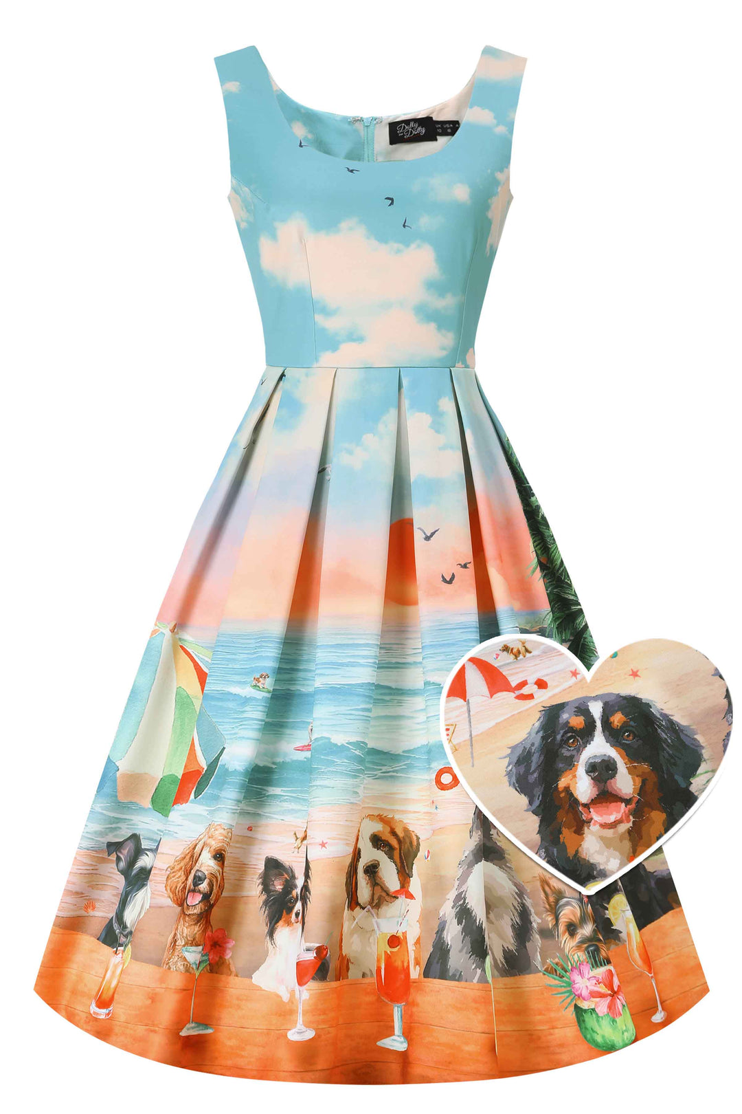 Front view of Amanda Summer Beach Bark Club Swing Dress