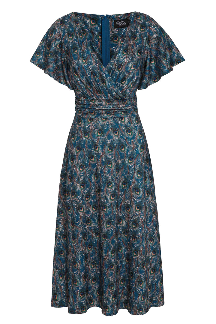 Front view of Donna Peacock Feather Tea Dress