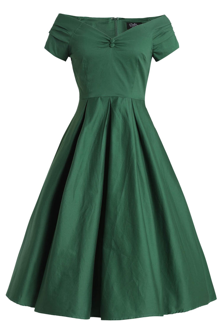 Front view of Lily Dark Green Dress | 50s Style Dress