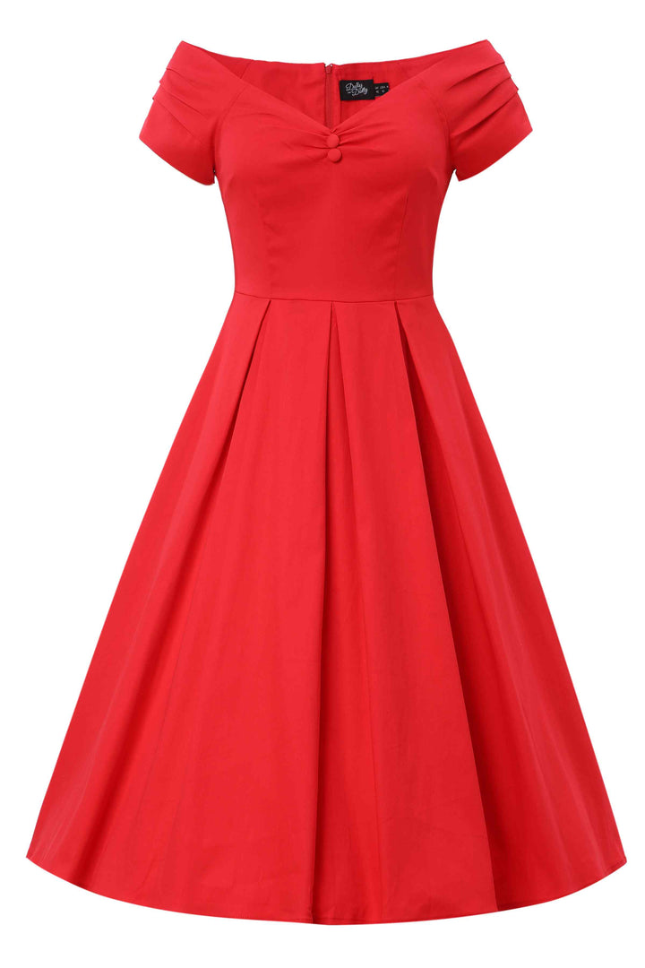 Front view of Lily Red Dress | 50s Style Dress AU