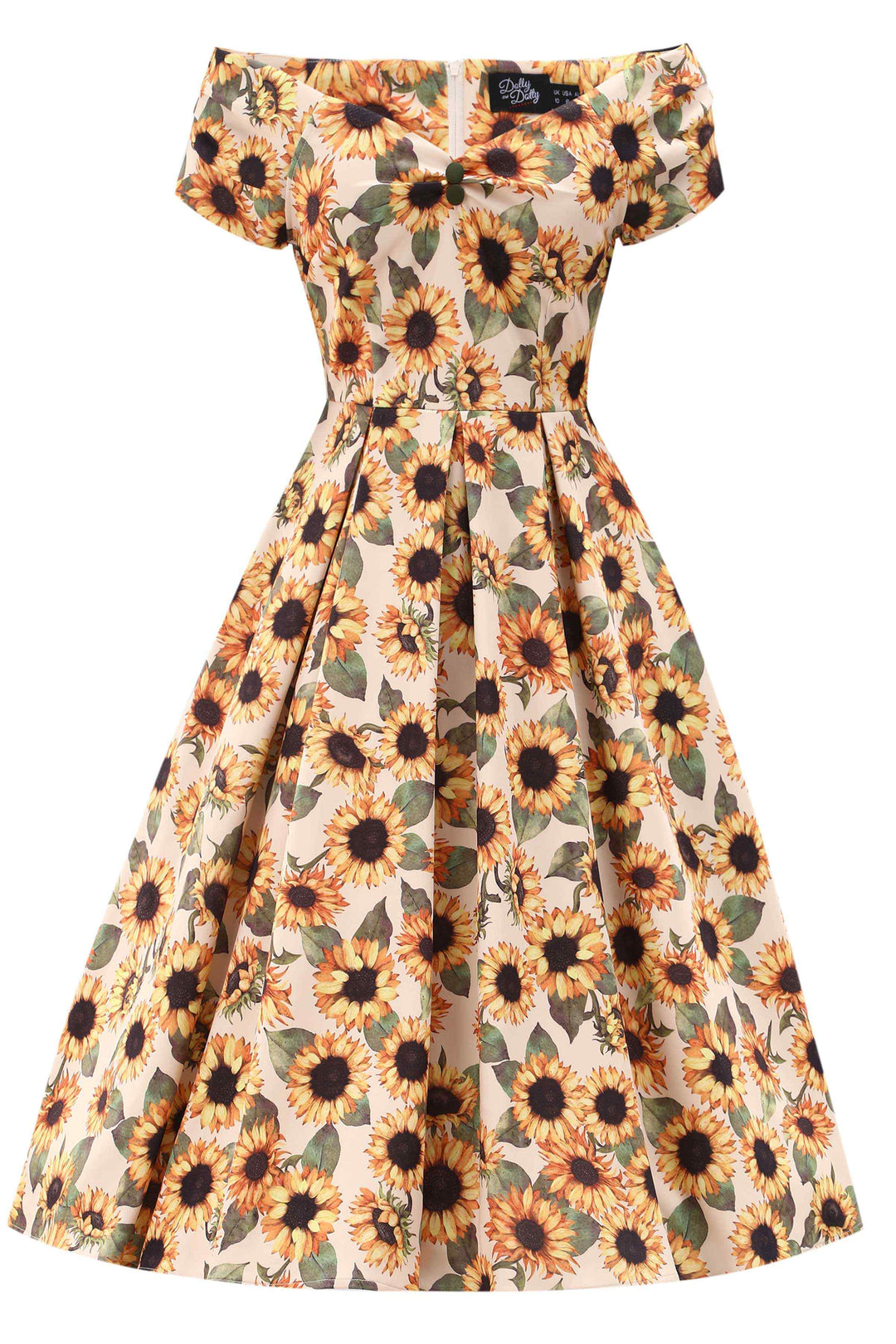 Front view of Lily Sunflower Dress | Vintage Floral Dress