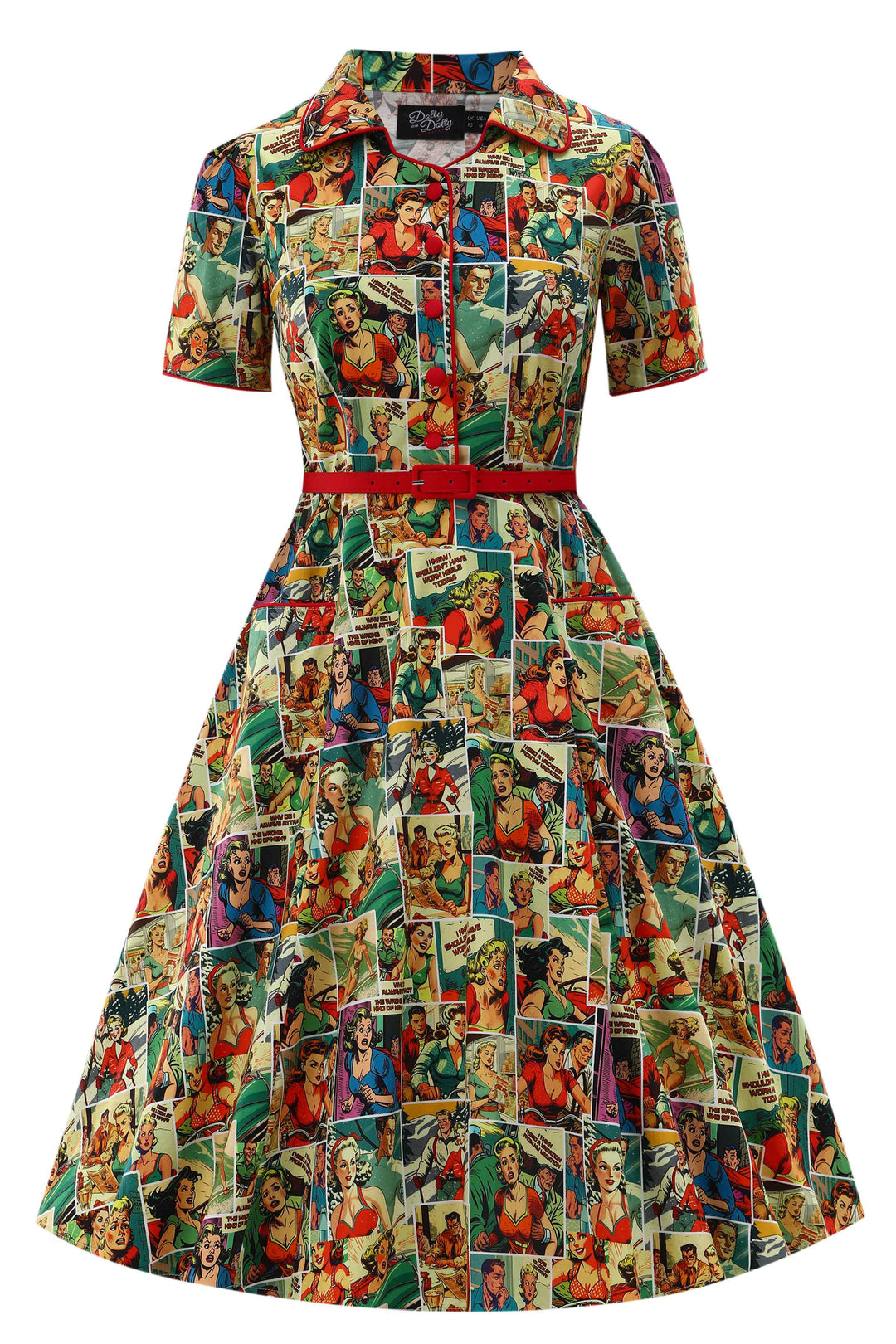 Front view of Mabel Comic Books Dress | Novelty Print Dress AU