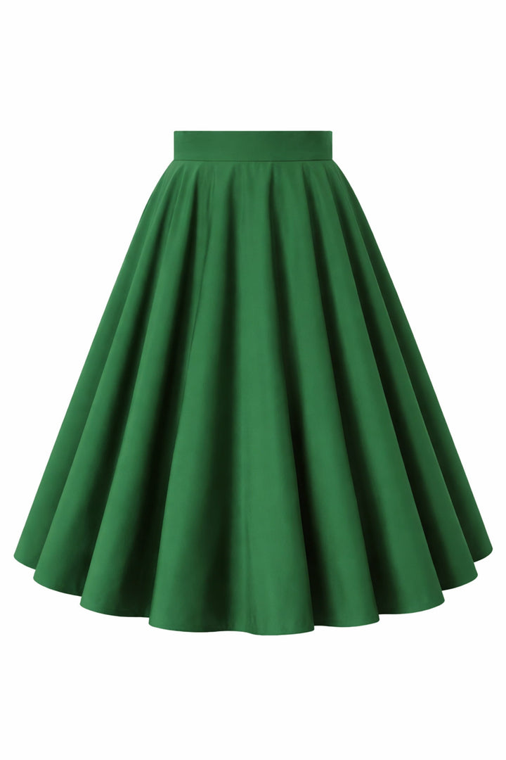 Front view of Maisie Emerald Green Skirt | Full Circle Midi Skirt