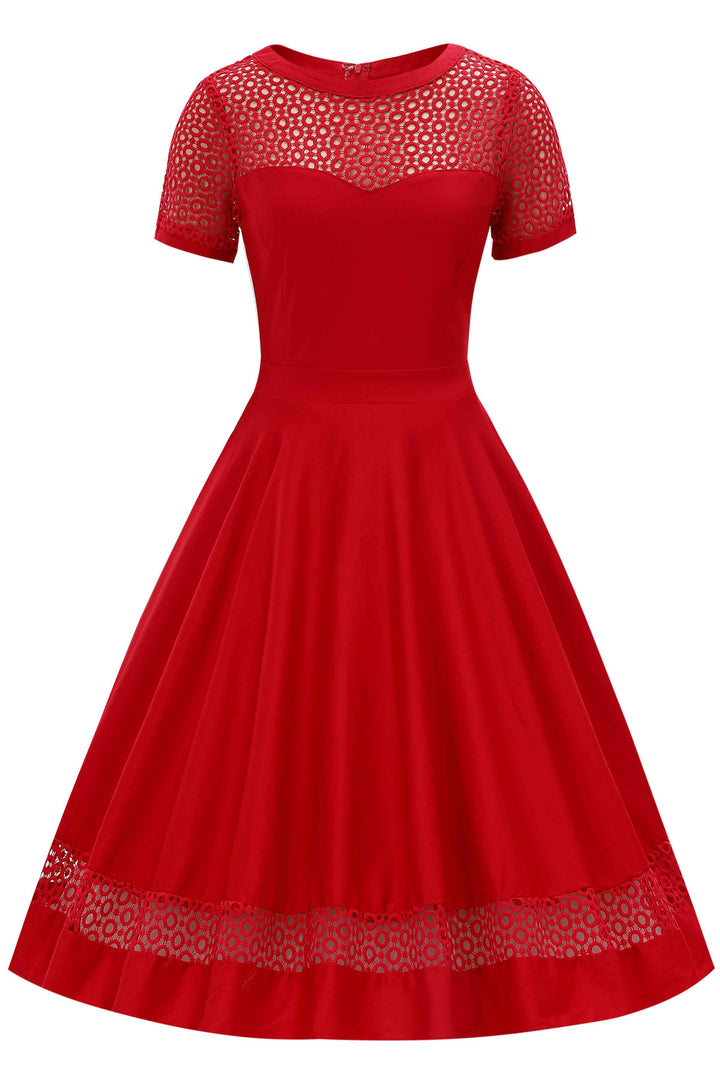 Front view of Tess Red Dress | Vintage Occasion Dress