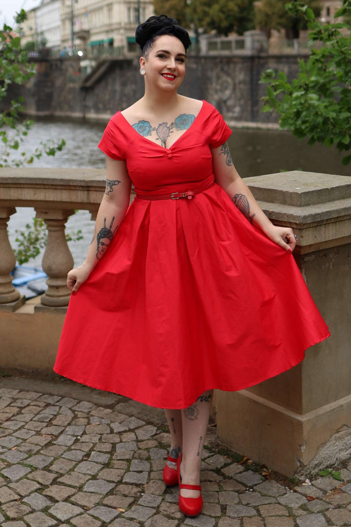 Lady in Lily Red Dress | 50s Style Dress AU