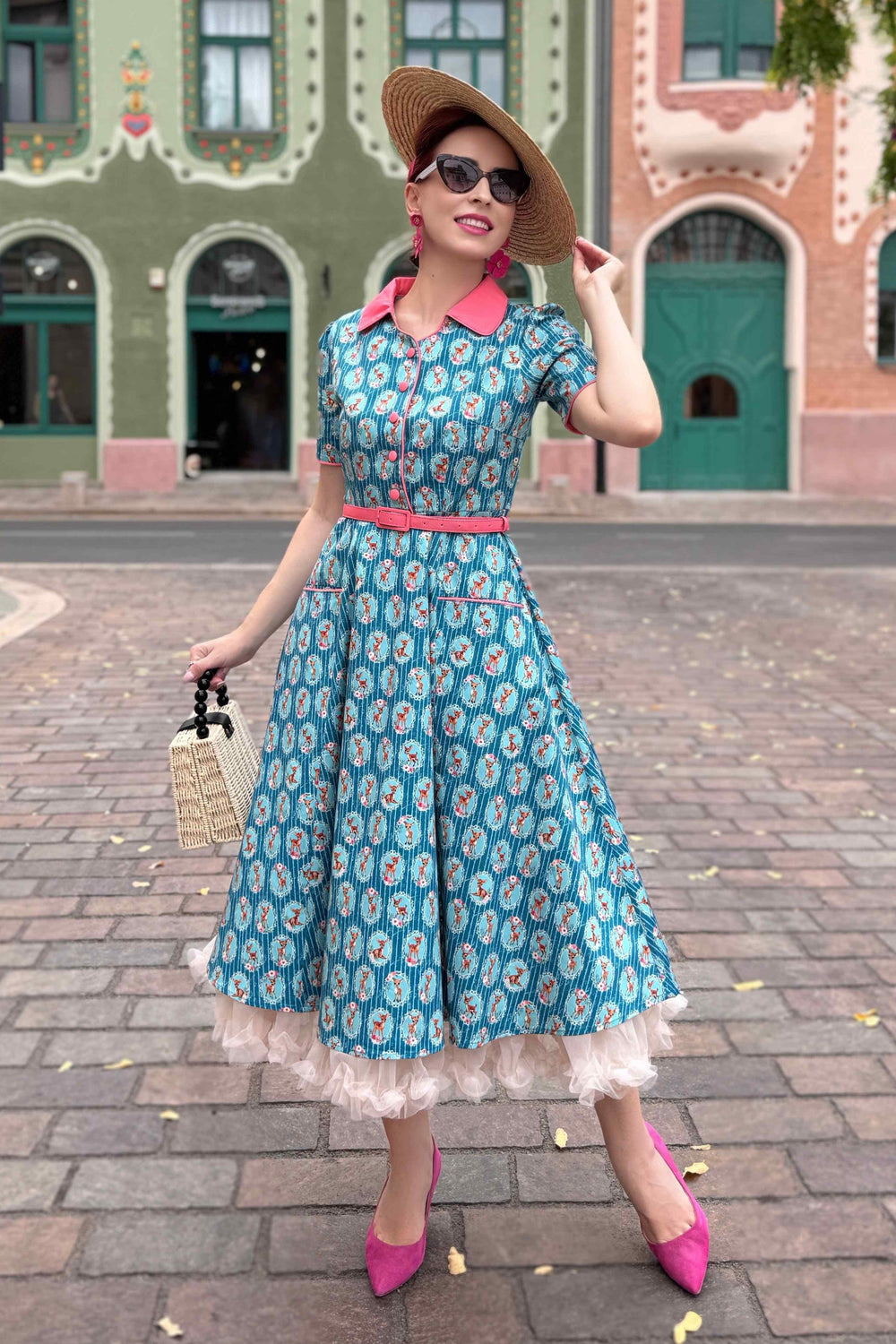Lady wearing a Mabel Baby Deer Dress | Fairytale Inspired
