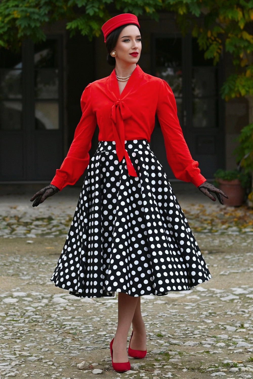 Lovely Model in Margaret Red Blouse | Polished Blouse