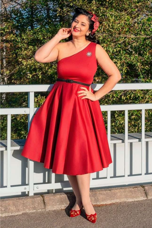 Lovely Model in Susan Dark Red Dress | Vintage Party Dress