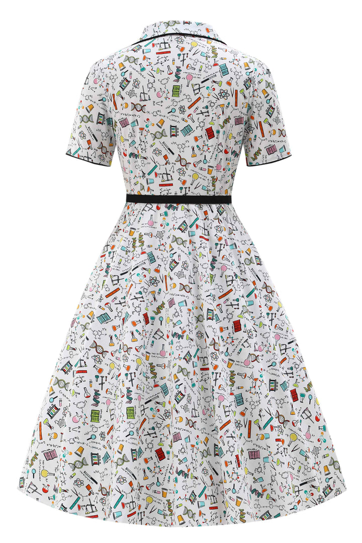 Mabel Science Shirt Dress In White