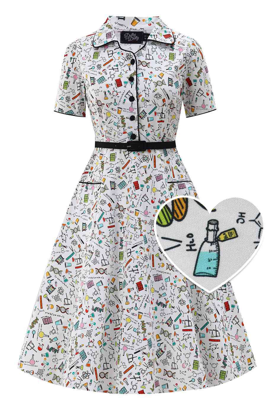 Mabel Science Shirt Dress In White