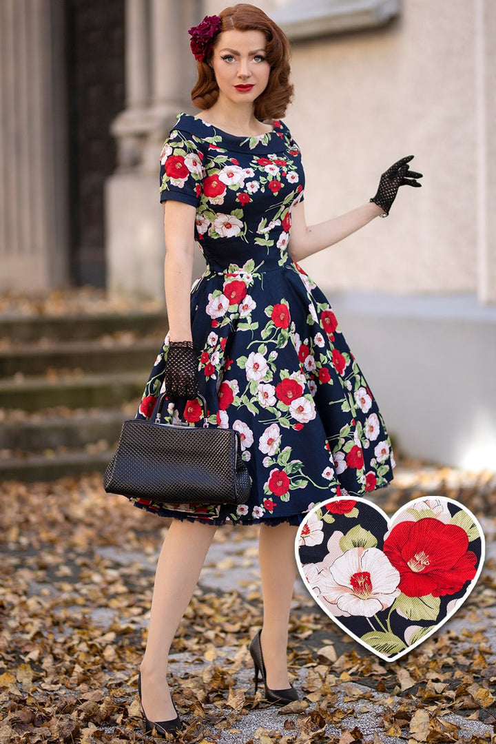 Model wearing a Darlene Rose Dress | Vintage Floral Dress