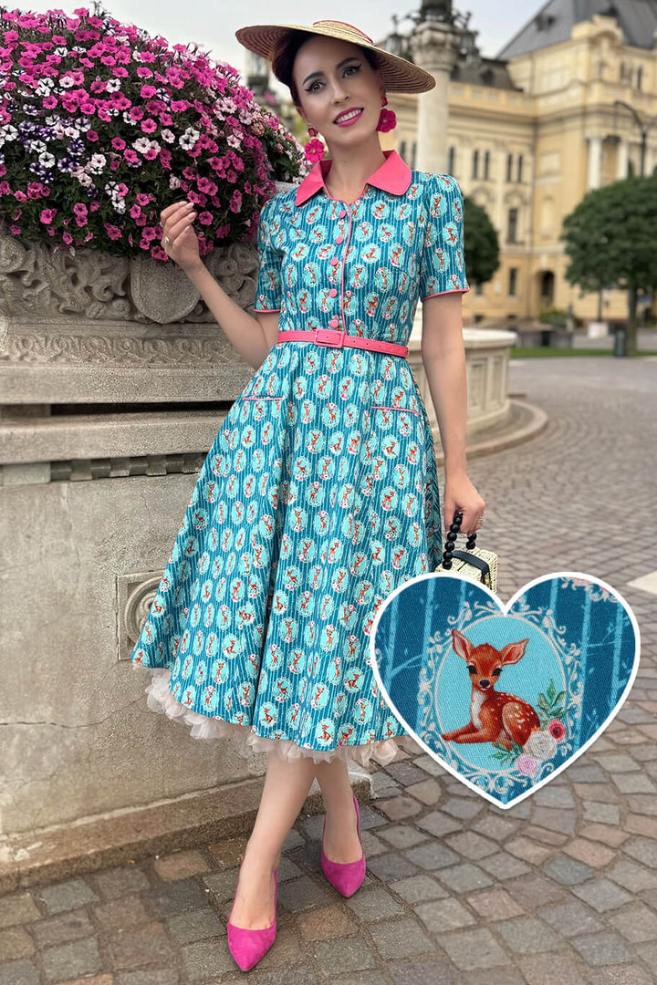 Model wearing a Mabel Baby Deer Dress | Fairytale Inspired