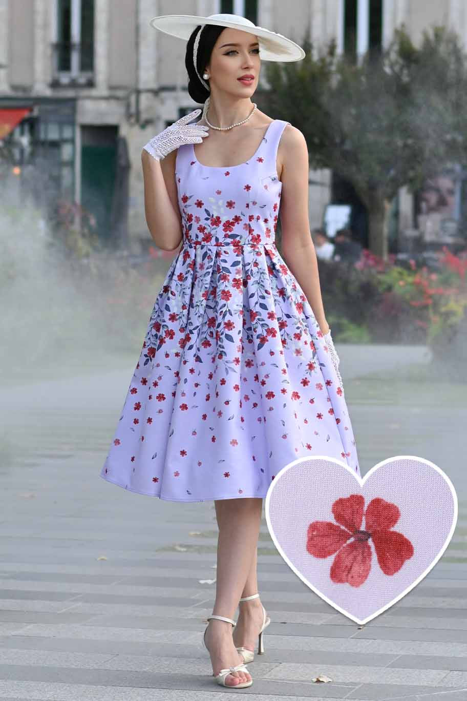 Model wearing an Amanda Floral Dress | Vintage Floral Dress