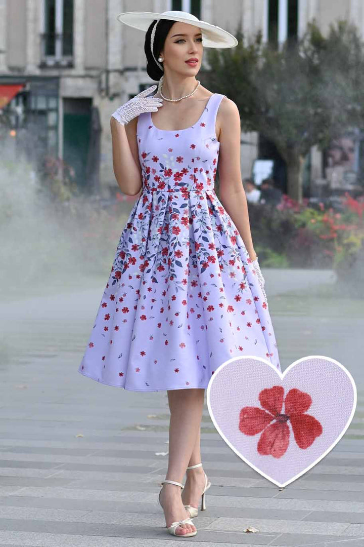 Model wearing an Amanda Floral Dress | Vintage Floral Dress