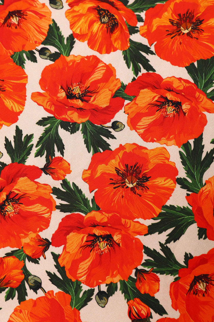 Orange Poppy Print of Mollie Shirt Dress 