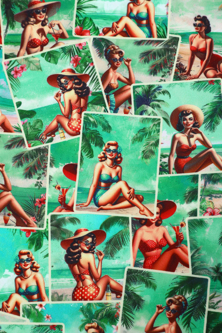 Print of Amanda Pin-Up Postcard Dress | Novelty Print Dress